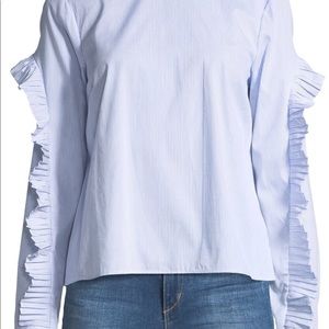 Marled by Neiman Marcus blue striped Top